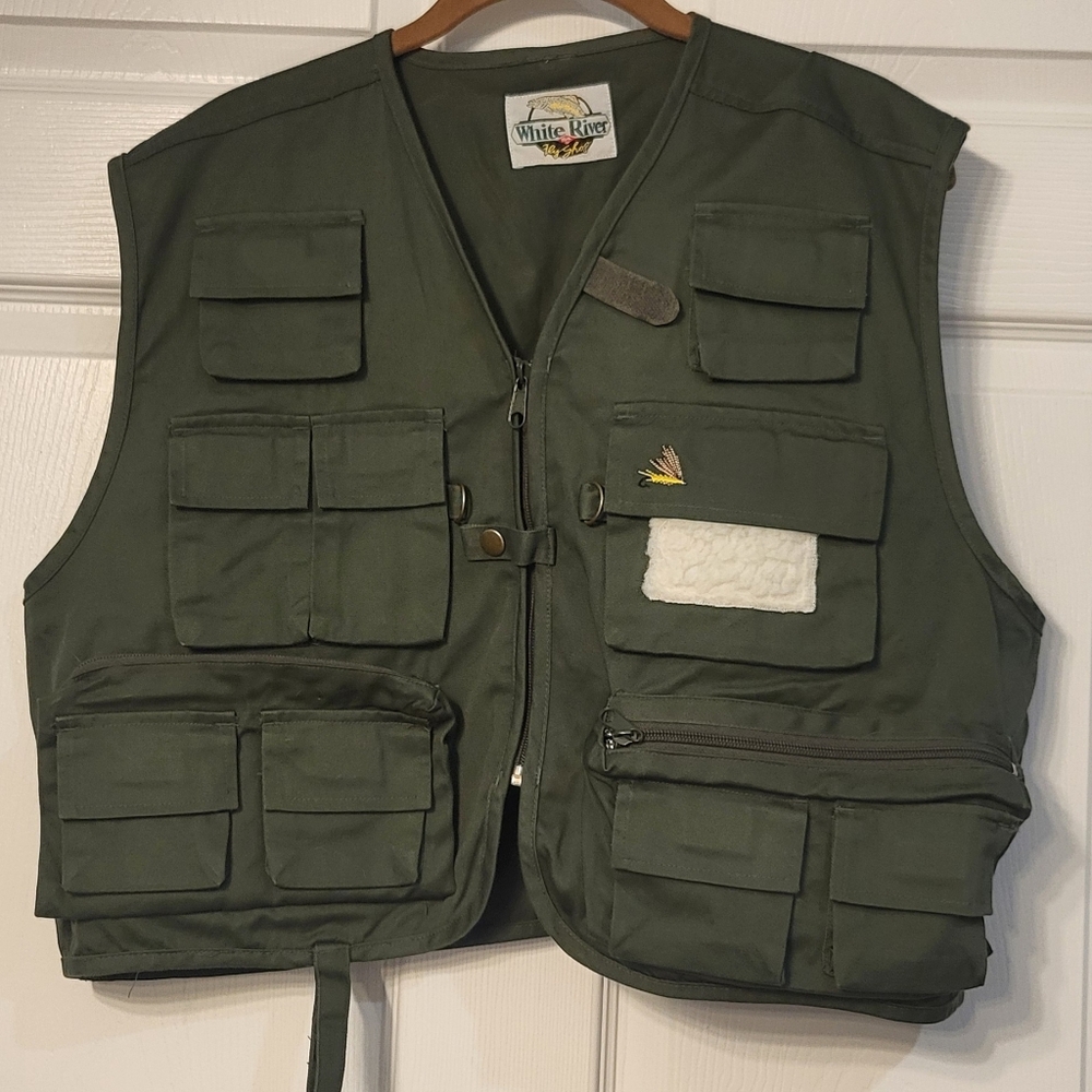 White River Green Fly Fishing Vest Size Large